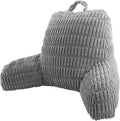 Gray backrest pillow with armrests on a white background
